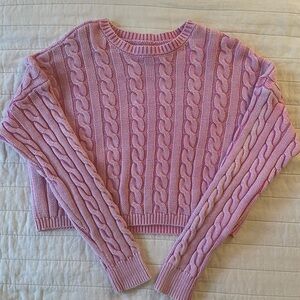 Aeropostale Pink Cable Knit Crop Sweater Small